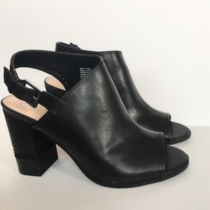 APT.9 | Black Chunky Heel Peep Toe